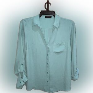 The Limited Ashton Aqua Button Down Shirt M